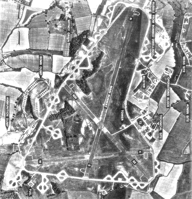 Look for the outline of this concrete parking area to spot the last remains of Chipping Ongar&rsquo;s WWII airfield close to Willingale when you are ballooning over&nbsp;Essex
Below is an aerial picture of Chipping Ongar "Willingale" airfield as it was during WWII to help you spot the remnants from the air. There is also an air strip today that uses the top right part of the perimeter track of the original airfield.