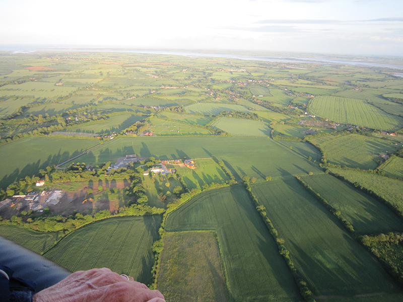 The River Blackwater and its estuary are clearly visible on this aerial view of Essex from a balloon take off from Prested Hall near Colchester. You can see here why our passengers often comment that Essex looks far greener than you would imagine driving along the roads between Chelmsford and Kelvedon