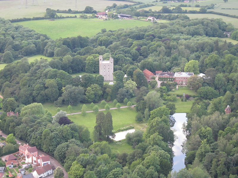 You get views of things that are often invisible to road users when you go on a balloon flight over Essex. Whilst the top of the Norman keep of Hedingham Castle is visible from some distance, the main Georgian house is normally hidden from view. And of course aerial views give a much better perspective of the setting of these fine historic buildings